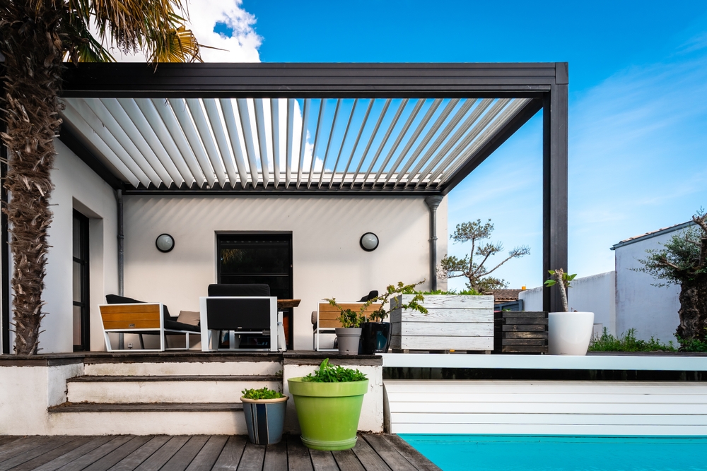 Tips for Maintaining Garden Harmony, Consistency Through Colours and Materials:

modern,pergola,structure,in,a,contemporary,house,surrounded,by,a